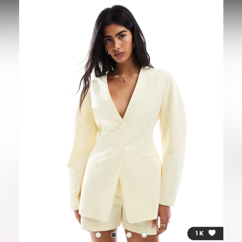ASOS DESIGN linen blend cinch collarless blazer (NWT)
